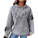  Sweatshirt for Women Cute Dog Printed Waffle Knit Pullover Sweater Oversized Hoodie Casual Plus Size Tops with Pocket