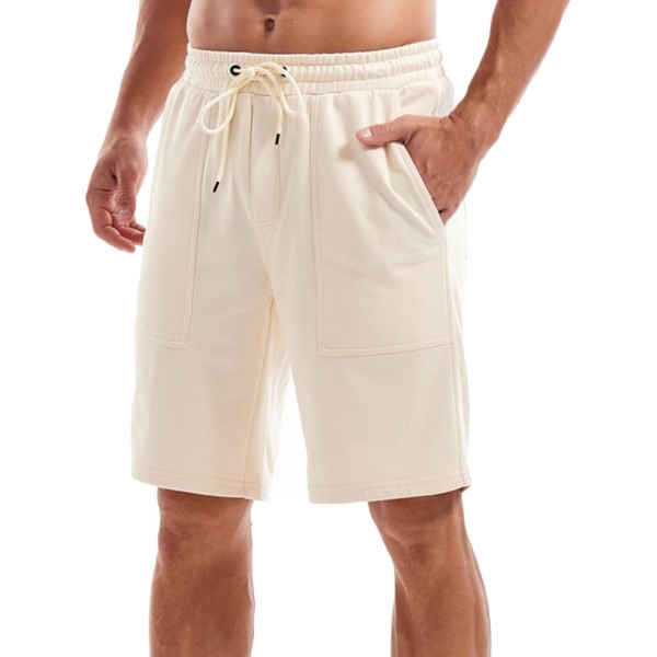  Mens Comfy Shorts Drawstring Elastic Waist Summer Beach Shorts Solid Color Loose Casual Big and Tall Shorts