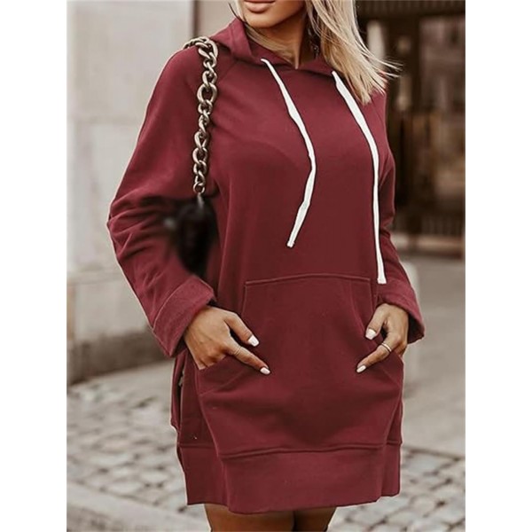  The Warmy Oversized Hoodie Dress,Hoodie Dress Forwomen,Women's Casual Pullover Long Sleeve Split Hem